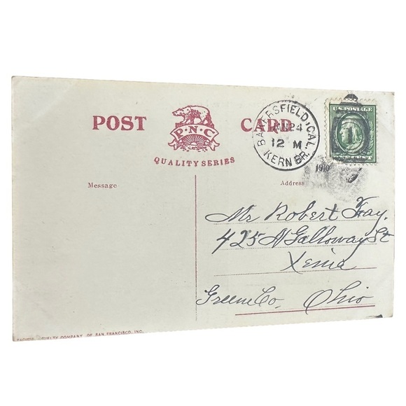 Vtg 1910 Postcard Coalinga Oil & Transportation Co Pumping Station 2 CA Posted - Picture 5 of 5